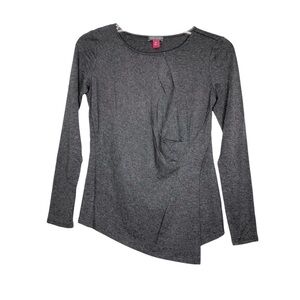 NEW - VINCE CAMUTO Gray Long Sleeve Round Neck Asymmetrical Knit Top - Size XXS